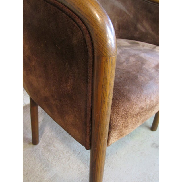1980s 80s Tub Chair in Oak and Suede by Ward Bennett for Brickel Associates For Sale - Image 5 of 7