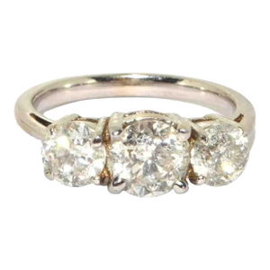 Exquisite 18ct White Gold Trilogy Diamond Engagement Ring – 2ct, British Vintage Original