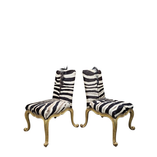 Mid 20th Century Vintage French Rococo Style Giltwood Side Chairs Newly Reupholstered - Pair For Sale - Image 5 of 12