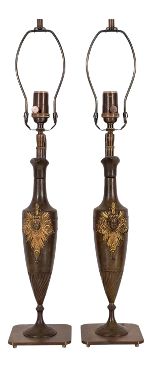Bronze Amphora Shaped Table Lamps - A Pair