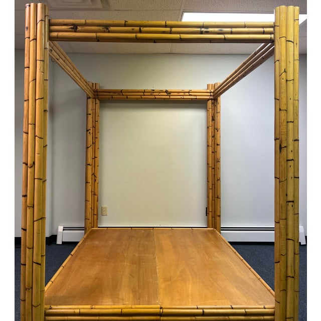 Coastal Bamboo Canopy Bed - Full Size For Sale - Image 4 of 10