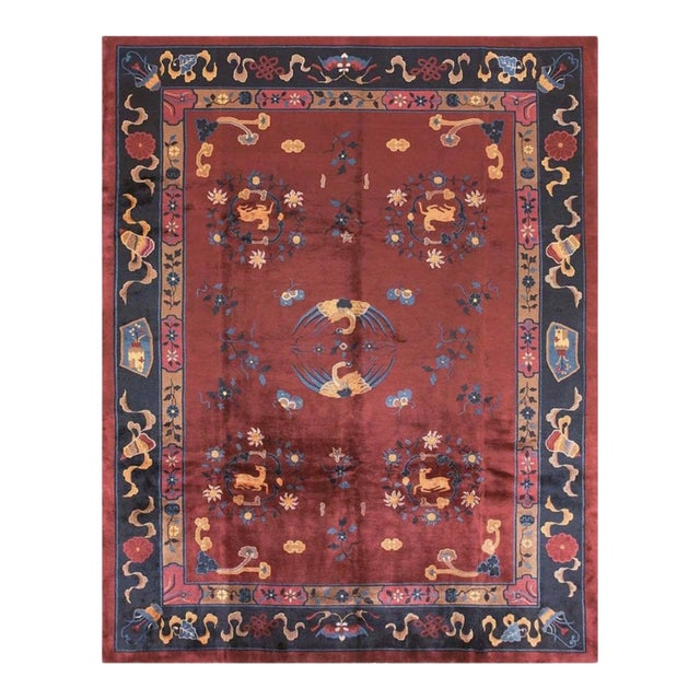 1900s Antique Chinese Art Deco Rug - 9'4" X 11'6" For Sale
