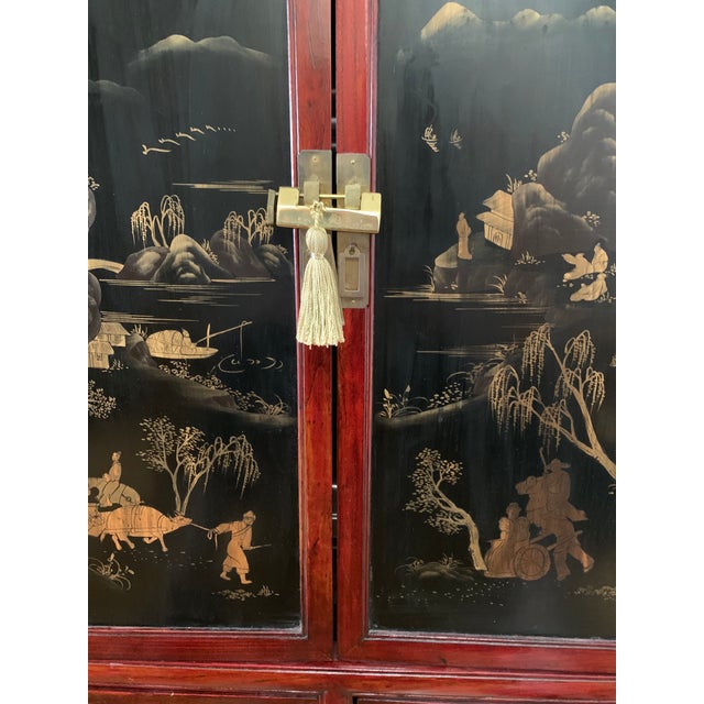 Chinoiserie 1990s Vintage Chinoiserie Chest With Brass Lock For Sale - Image 3 of 18