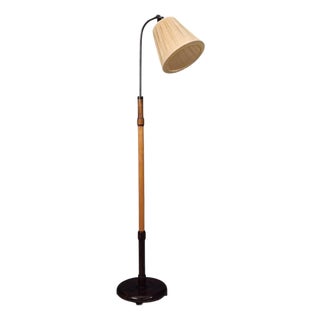 1930s Swedish Art Deco, Adjustable Floor Lamp, Birch, Metal For Sale