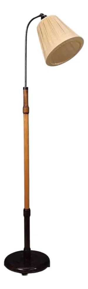 1930s Swedish Art Deco, Adjustable Floor Lamp, Birch, Metal