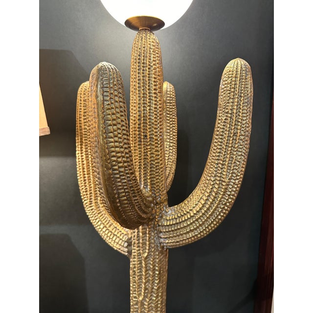 Brass 1970s Large Brass Saguaro Cactus Sculpture Lamp For Sale - Image 8 of 12