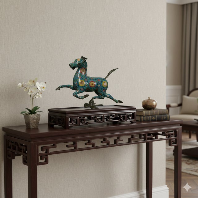 Dark Brown Stained Oriental Geometric Rectangular Display Table Stand For Sale In San Francisco - Image 6 of 12