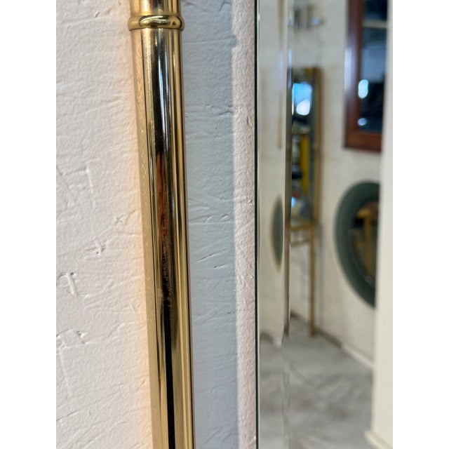 1960s Round Top Vintage Wall Mirror With Brass Frame 1960s For Sale - Image 5 of 8