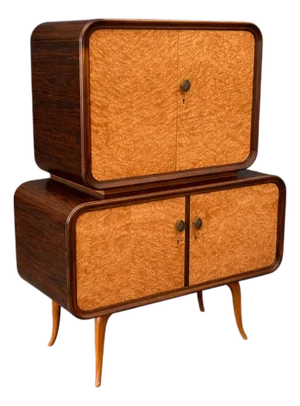 Mid-Century Bar Cabinet in Brazilian Rosewood With Mirrored & Glass Interior, Brazil, 1960s