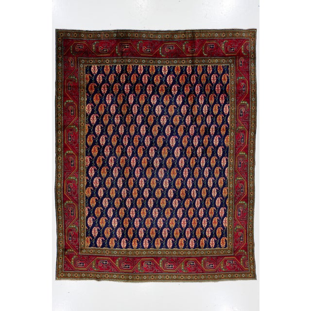 Allover Pattern Handmade Persian Wool Rug Vintage in Navy Blue For Sale - Image 11 of 11