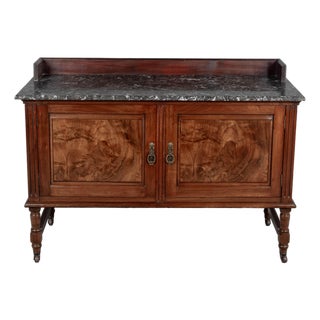 19th Century English Marble Top Walnut Sideboard by P. E. Gane For Sale