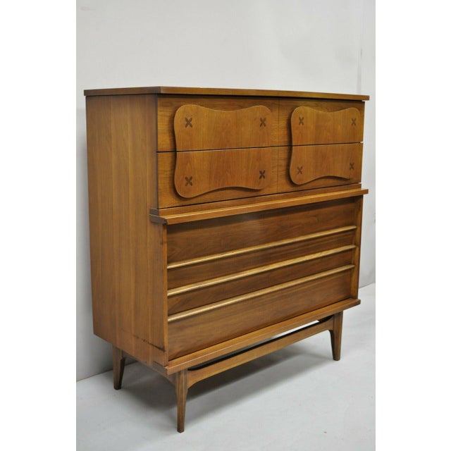 Mid Century Modern Bassett Star Inlay Walnut Chest Of ...