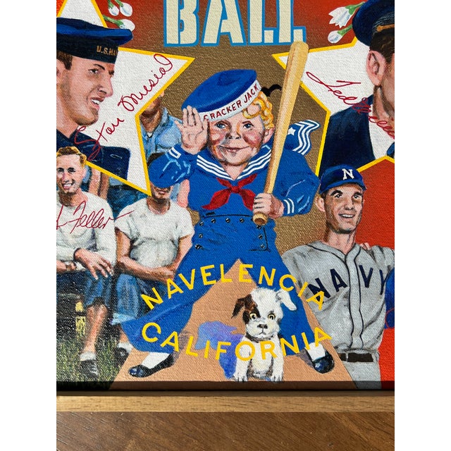 Wood Original Ben Sakoguchi Painting "Navy Ball Brand" From "The Orange Crate Series," 2005 For Sale - Image 7 of 10