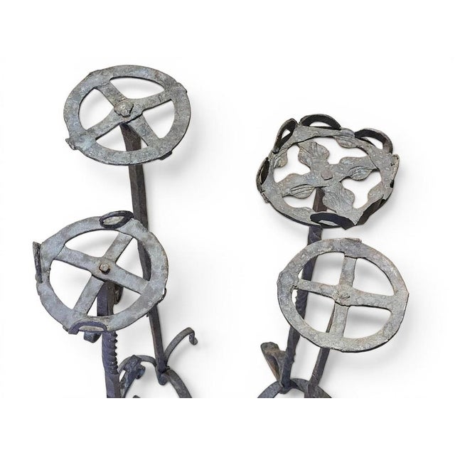 Spanish Gothic Wrought Iron Candlesticks, Late 15th Century, Set of 4 For Sale - Image 11 of 15