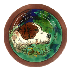 A Wedgwood Majolica Plate With Dog, English, Ca. 1873