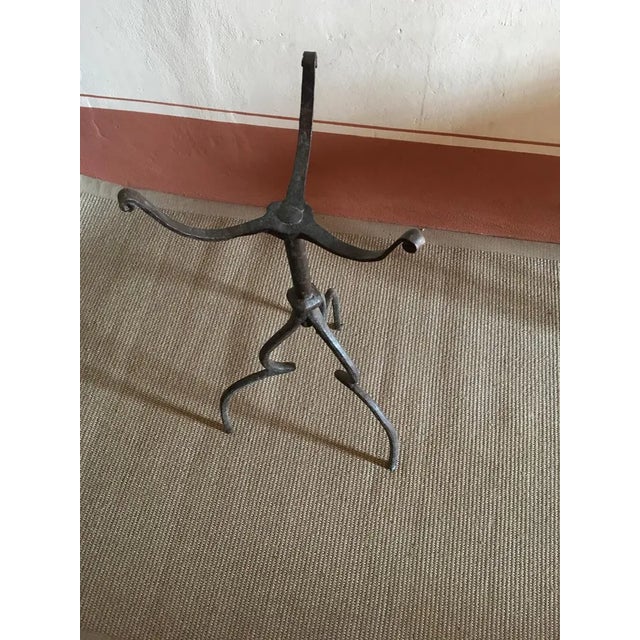 Black 14th Century Medieval Black Wrought Cast Iron Tripod Pedestal, Italy For Sale - Image 8 of 11