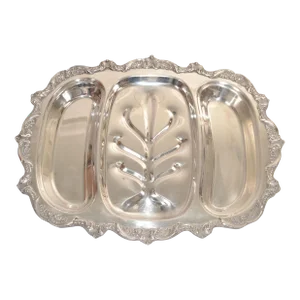 1970s Poole Silver Company Old English Silver Plate Serving Dish Platter Hosting