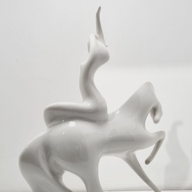 Mid-Century Art Deco Porcelain Lady Godiva Figurine by Jaroslav Ježek for Royal Dux, 1959 For Sale - Image 15 of 18
