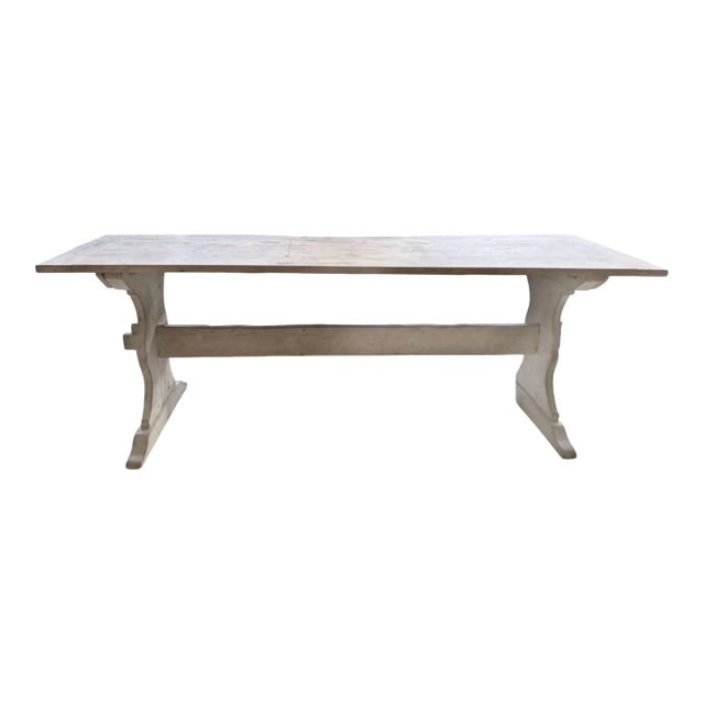 19th Century Swedish Painted White Farm Table For Sale
