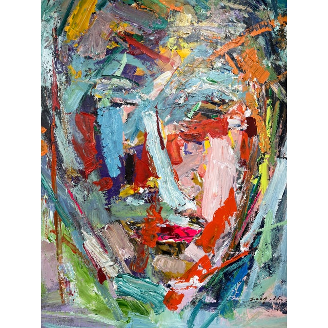 2020s Abstract Expressionist Portrait Original Oil Painting For Sale - Image 5 of 12