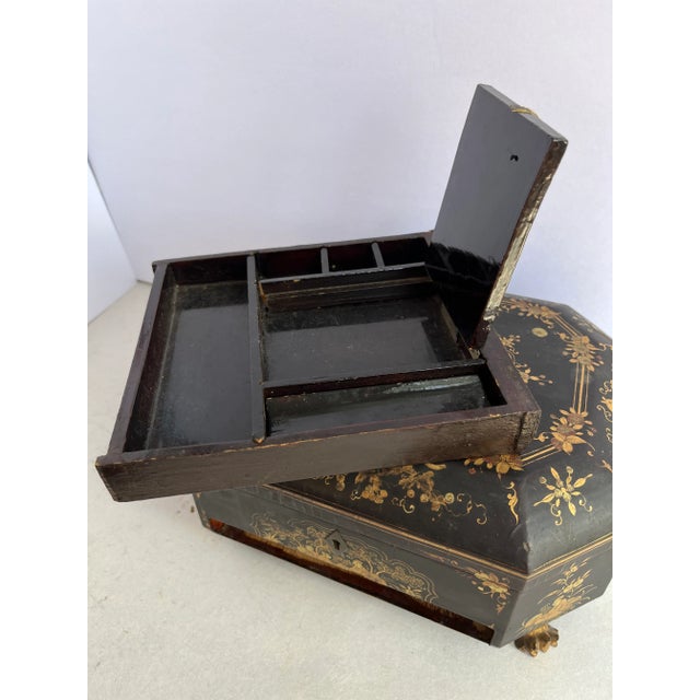 Black Antique Chinoiserie Sewing Box For Sale - Image 8 of 12