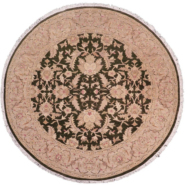 Classic Ziegler Jolie Dark.green/Tan Wool Round Rug - 8'10'' X 9'2'' For Sale - Image 9 of 9