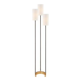 Suzanne Kasler for Visual Comfort Signature Aimee Floor Lamp in Bronze & Hand-Rubbed Antique Brass with Linen Shades For Sale