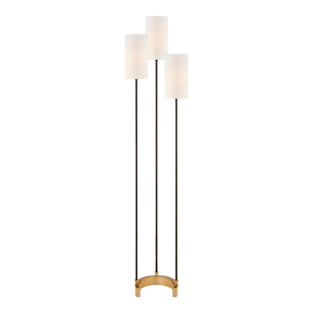Suzanne Kasler for Visual Comfort Signature Aimee Floor Lamp in Bronze & Hand-Rubbed Antique Brass with Linen Shades For Sale