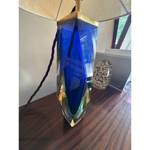 Sommerso Murano Glass Table Lamp attributed to Alessandro Mandruzzato, Italy, 1960 For Sale - Image 9 of 15