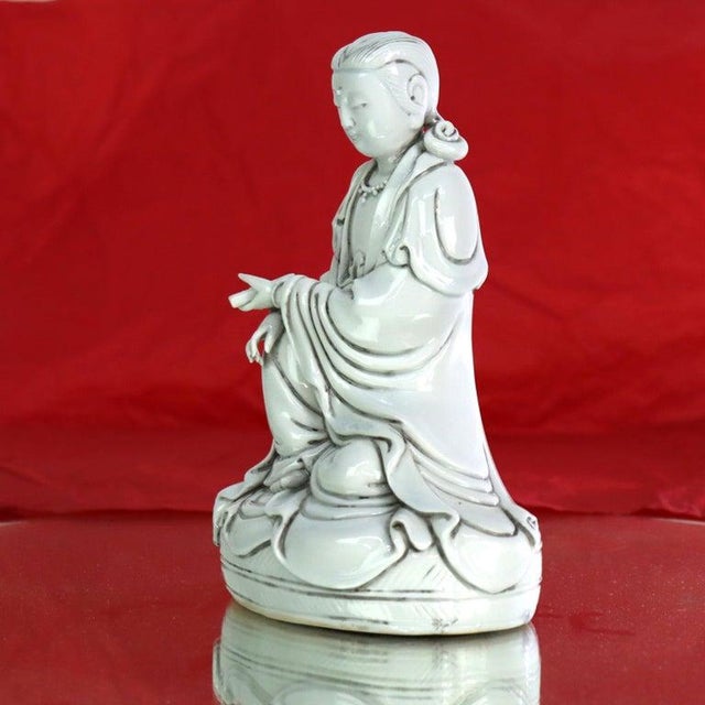 Chinese Blanc De Chine Figurine Of Guanyin, Goddess Of Mercy & Compassion 20thC Measures - 7" x 4 7/8" x 3 1/2" A Blanc De...