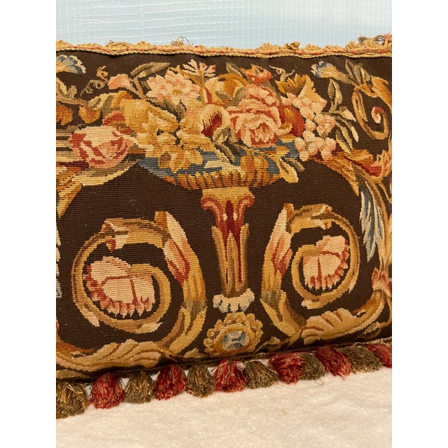 Vintage Neoclassical Aubusson Tapestry Needlepoint Pillow For Sale - Image 4 of 6