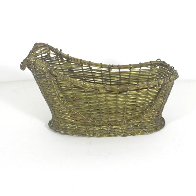 Vintage Brass Wine Bottle Holder Basket For Sale - Image 4 of 10