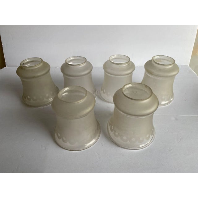 Off-white 2 " Victorian Style Frosted Laced Hand Blown Glass Shades Six Available For Sale - Image 8 of 8