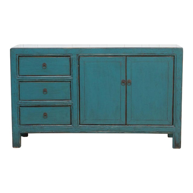 Asian Celadon Blue Credenza For Sale