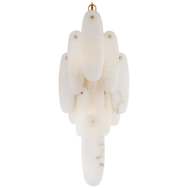 Chapman & Myers for Visual Comfort Signature Cora Large Waterfall Sconce in Antique-Burnished Brass with Alabaster For Sale