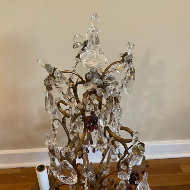 Early 20th Century Italian Crystal Candelabra Lamp For Sale - Image 4 of 5