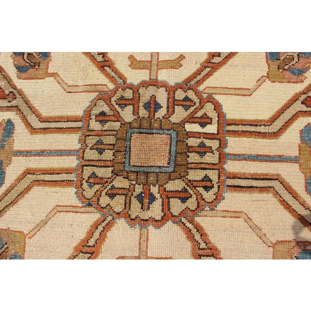 Textile Antique Persian Serapi Rug in Geometric Medallion Design With Orange & Blue 8'2 X 11'3 For Sale - Image 7 of 16