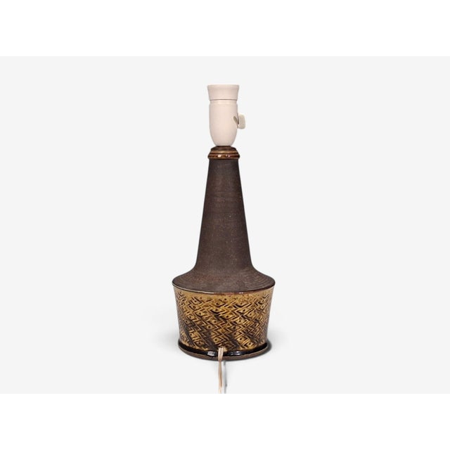 1960s Nils Kähler, Table Lamp, Brown Glazed Stoneware For Sale - Image 9 of 10