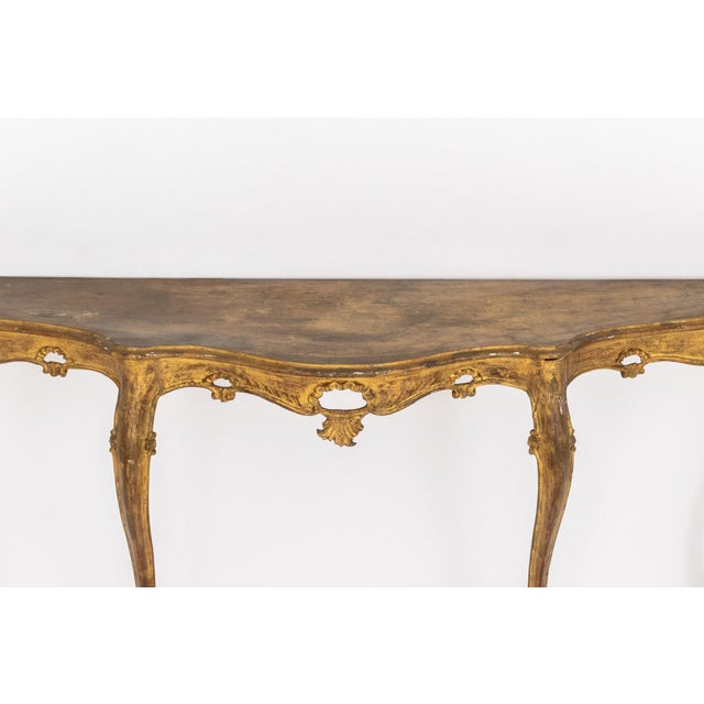 French Italian Louis XV Style Giltwood Console Table For Sale - Image 3 of 7
