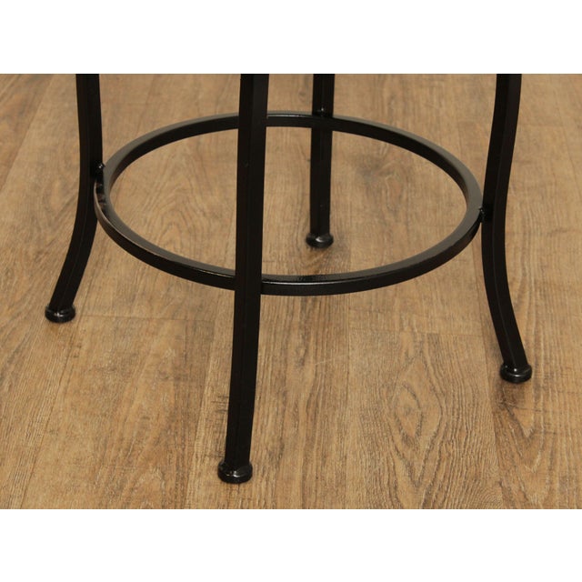 Early 21st Century Trendler Wrought Iron & Leather Swivel Bar Stools
