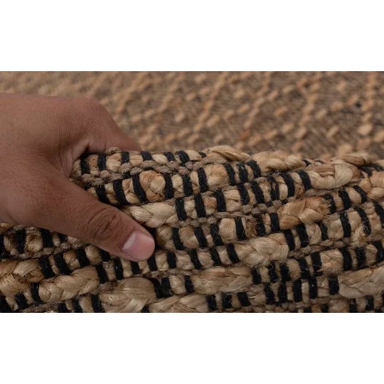 Gold Black Jute Boho Hand Woven High Nordic Scandinavian 4x6 For Sale - Image 9 of 11