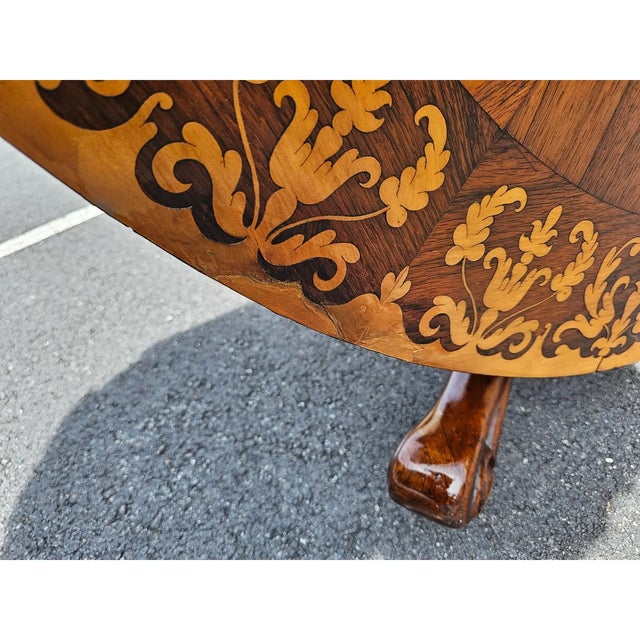 19th Century English Victorian Rosewood Tilt-Top Marquetry Coffee Table For Sale - Image 11 of 12
