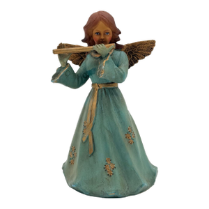 Vintage 1960s Petite Hong Kong Angel Tree Topper Flute Gold Tone Wings
