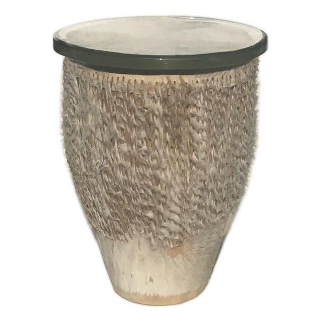Original Vintage African Giselle Hide Drum Table For Sale