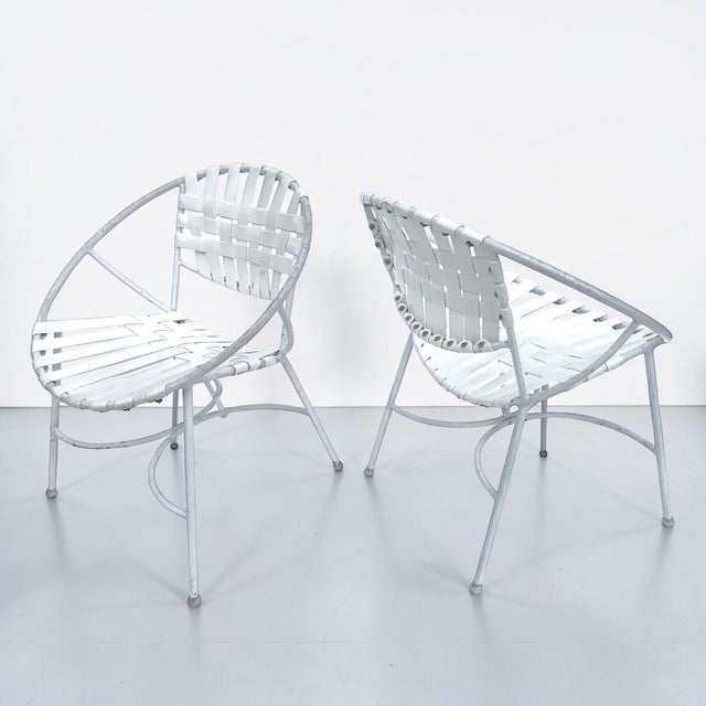1960s 1960s Mid-Century Modern Wrought Iron Patio Radar Chairs - a Pair For Sale - Image 5 of 7