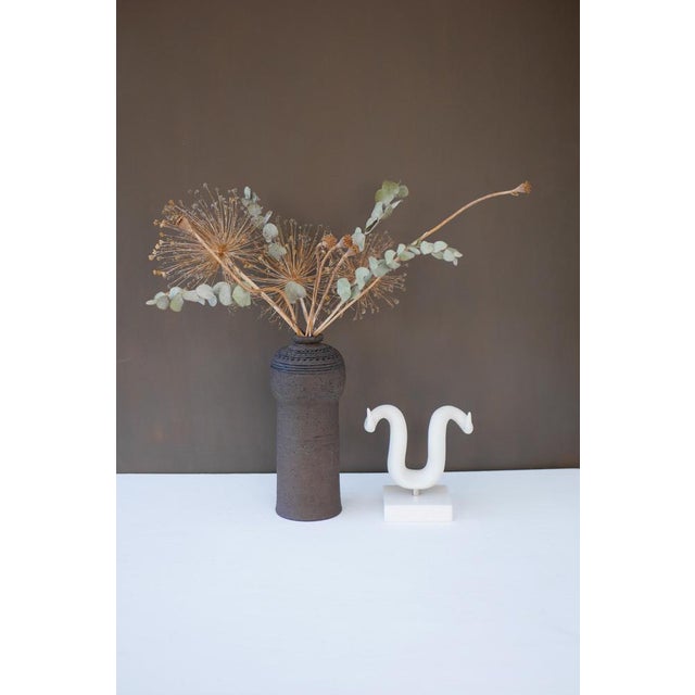 A signed rare rather large brutalist studio production art ceramic vase by Inger Persson for Rörstrand, Sweden. As a...