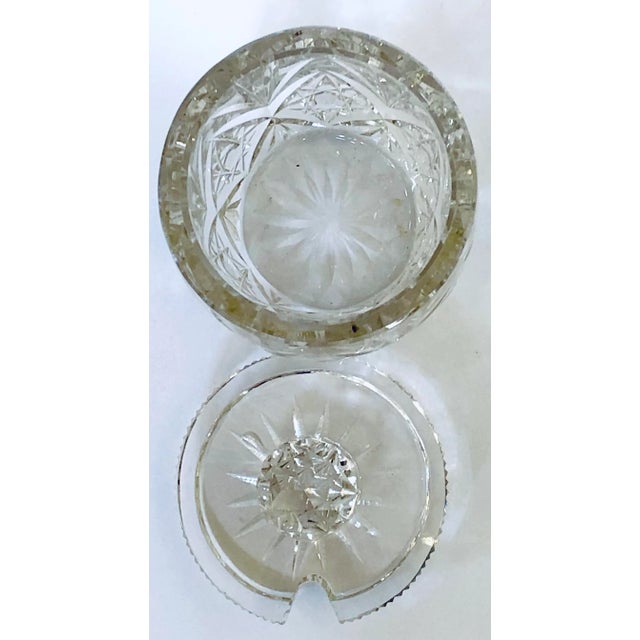 Mid-Century Modern Heavy Cut Crystal Jam/Condiment Jar For Sale - Image 3 of 5