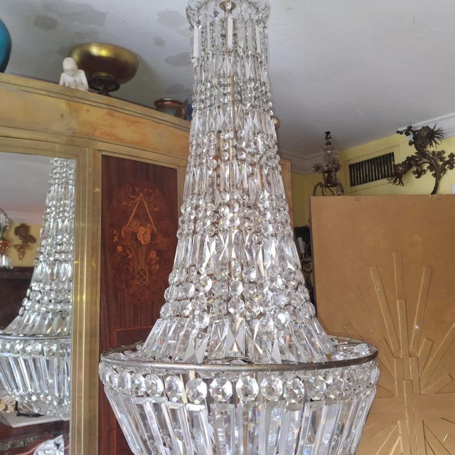 C1860 French Empire 4 Foot Cut Crystal Cascading Waterfall Palace Chandelier by Baccarat 12 Lights For Sale - Image 17 of 18