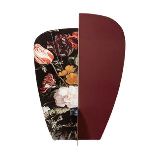 Kazimir Screen Type B in Bordeaux & Floral Pattern on Black by Julia Dodza for Colé For Sale