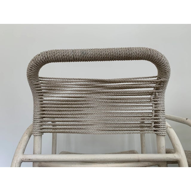 White Vintage Iron and Rope Garden Chairs- A Pair For Sale - Image 8 of 12